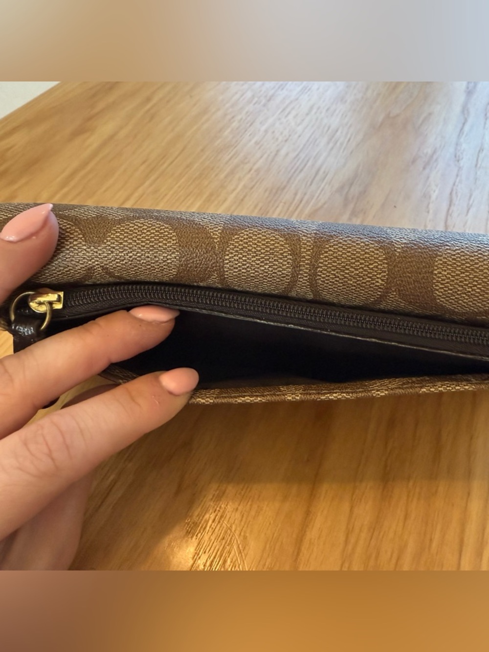 Coach Signature Canvas Continental Wallet in Brown - Picture 7 of 14
